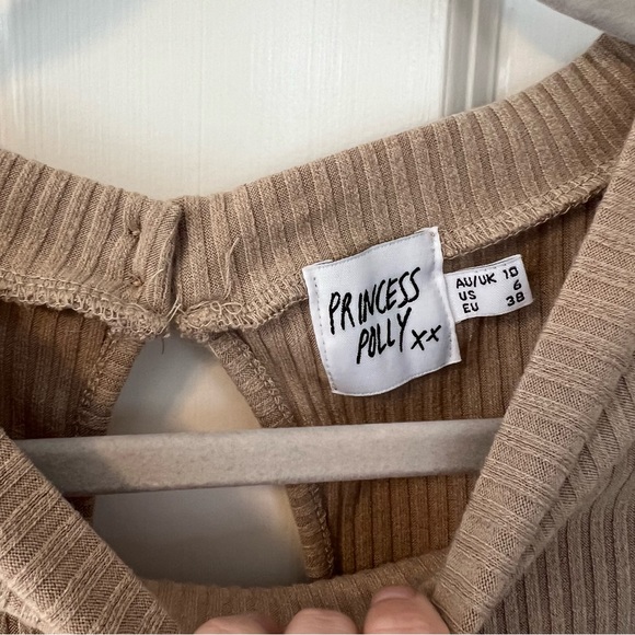 Princess Polly Beige Ribbed Aiken Playsuit Romper - Picture 14 of 15